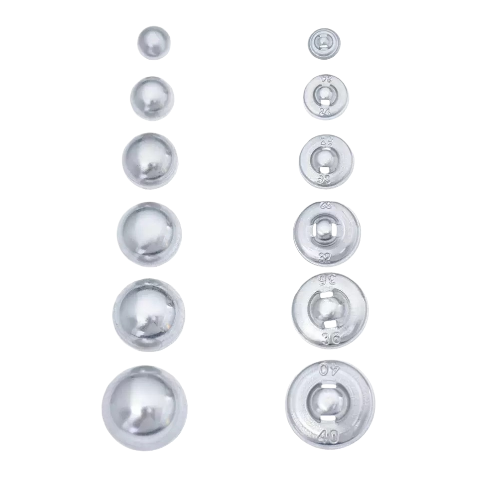 أزرار معدنية فضية كروية، قطع غيار من خمسة قطع معدنية Item Picture