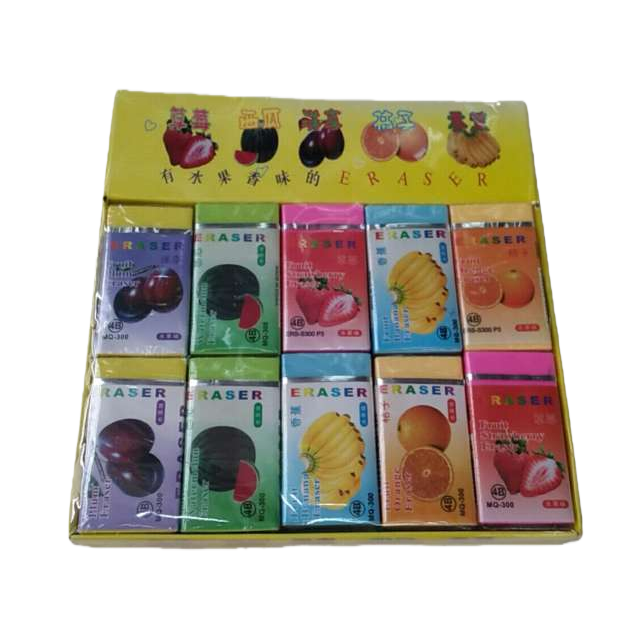 彩色水果味橡皮擦盒12色创意学生文具办公用品白底实物图