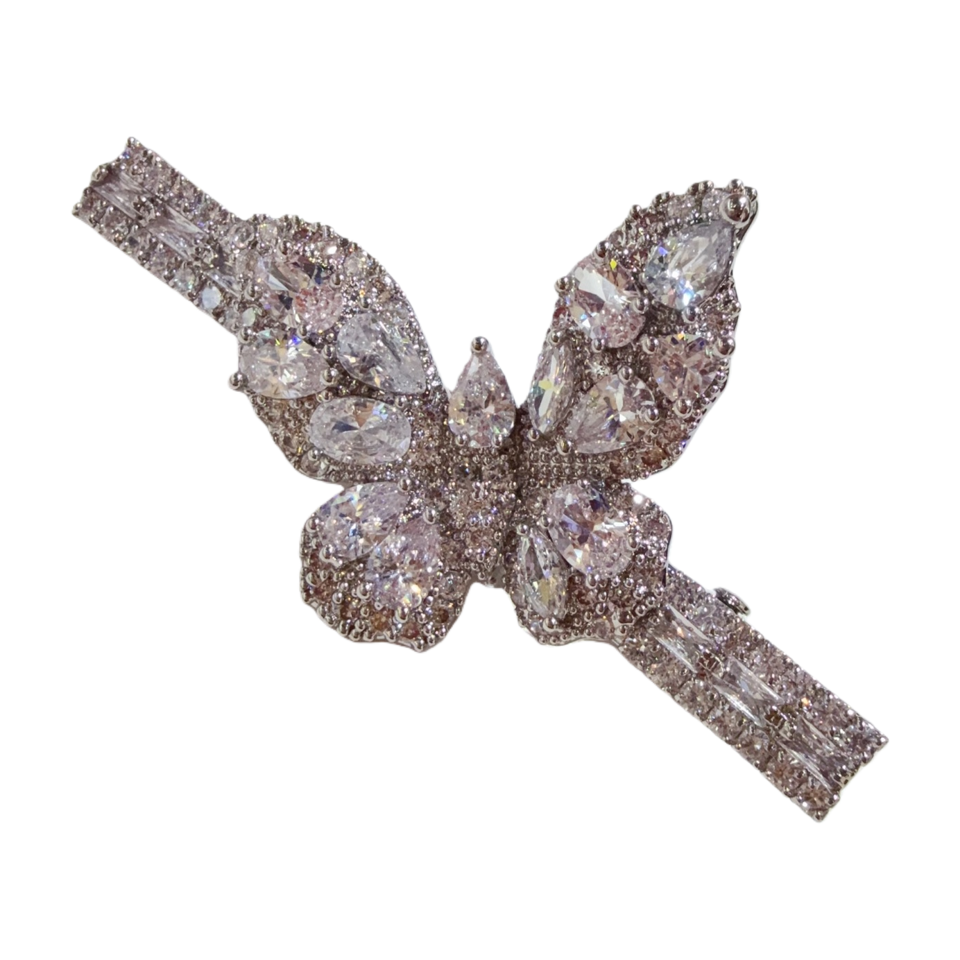 Silver diamond-encrusted butterfly-shaped hairpins are fashionable and elegant headwear for ladies Item Picture