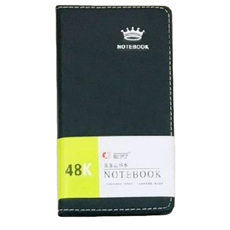 Black cover notebook with leather texture, large-capacity horizontal line notepad Item Picture