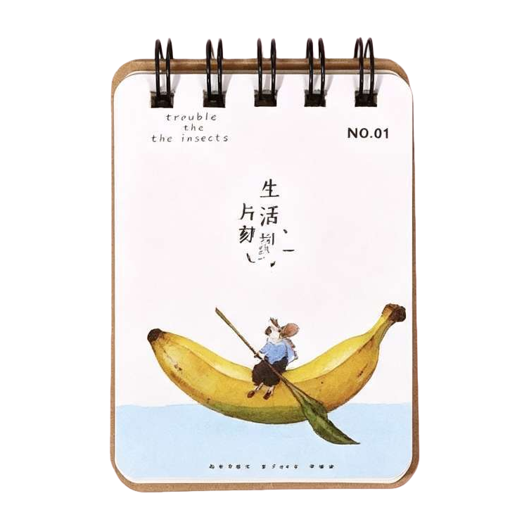 لولبية وردية تجليد مذكرات الموز في الماوس لمدة لحظة Item Picture