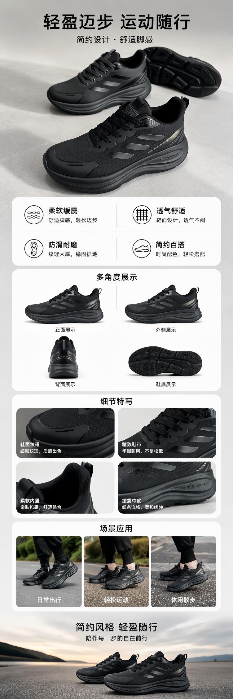 801款灰黑配色运动鞋 展示皮面跑鞋 后跟底纹细节详情1