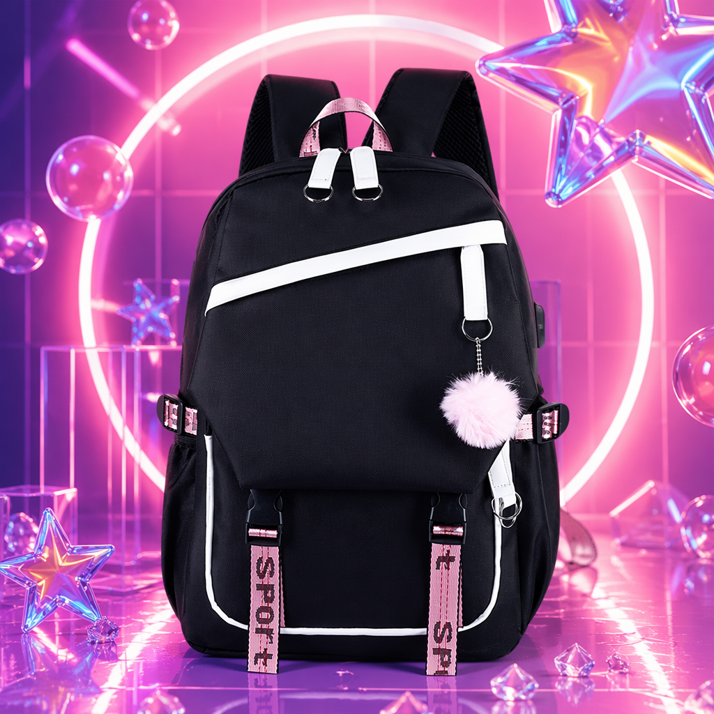 حقيبة سوداء من الكتف من النايلون Specification image