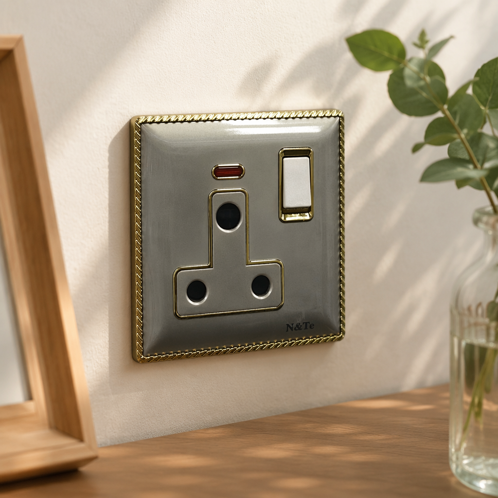 S5 corrugado blanco/oro 15A interruptor de pared oro agua corrugado borde delicado hermoso comercio exterior especial details Picture