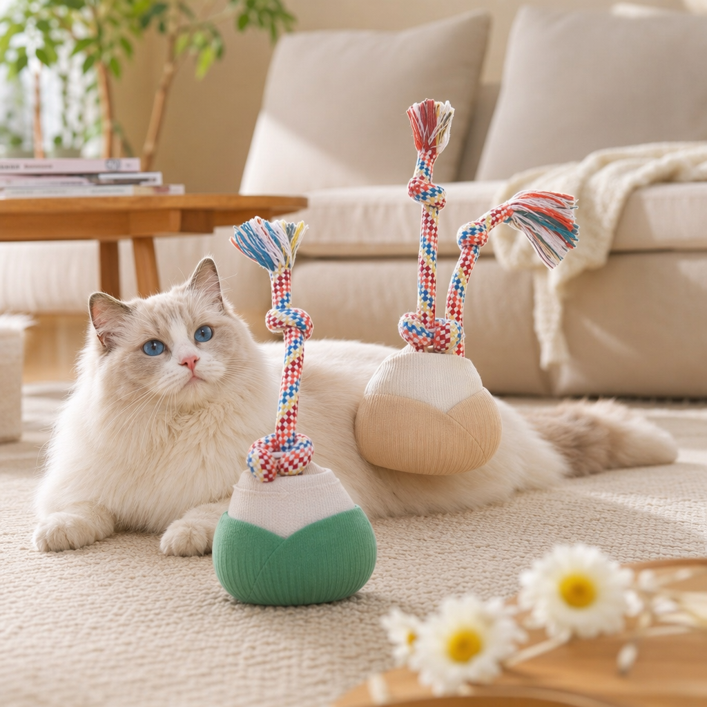 Colorful knot-tied cat toys, claw grinding, cat teasing, entertainment and intelligence interactive toys details Picture