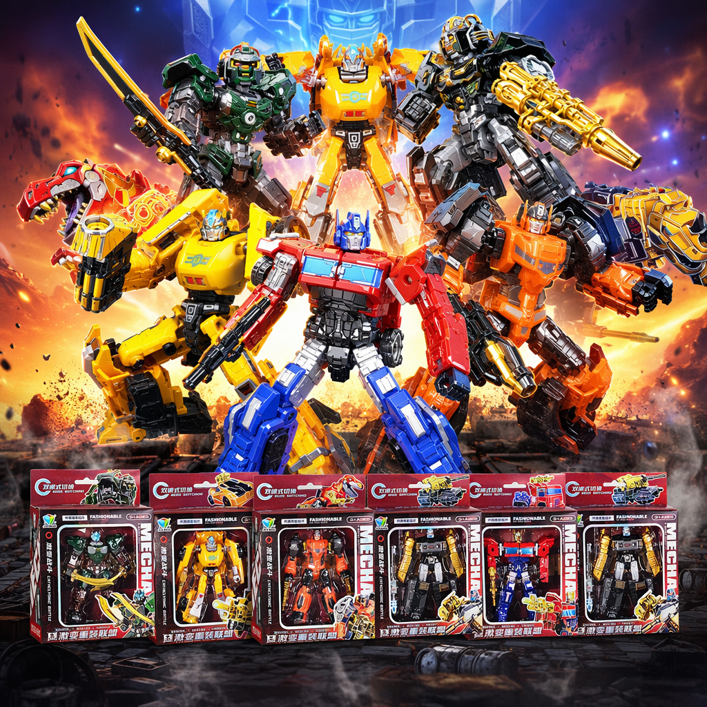 Colorful transformable robot toy set, movable joint assembly, educational children, boys and girls Specification image