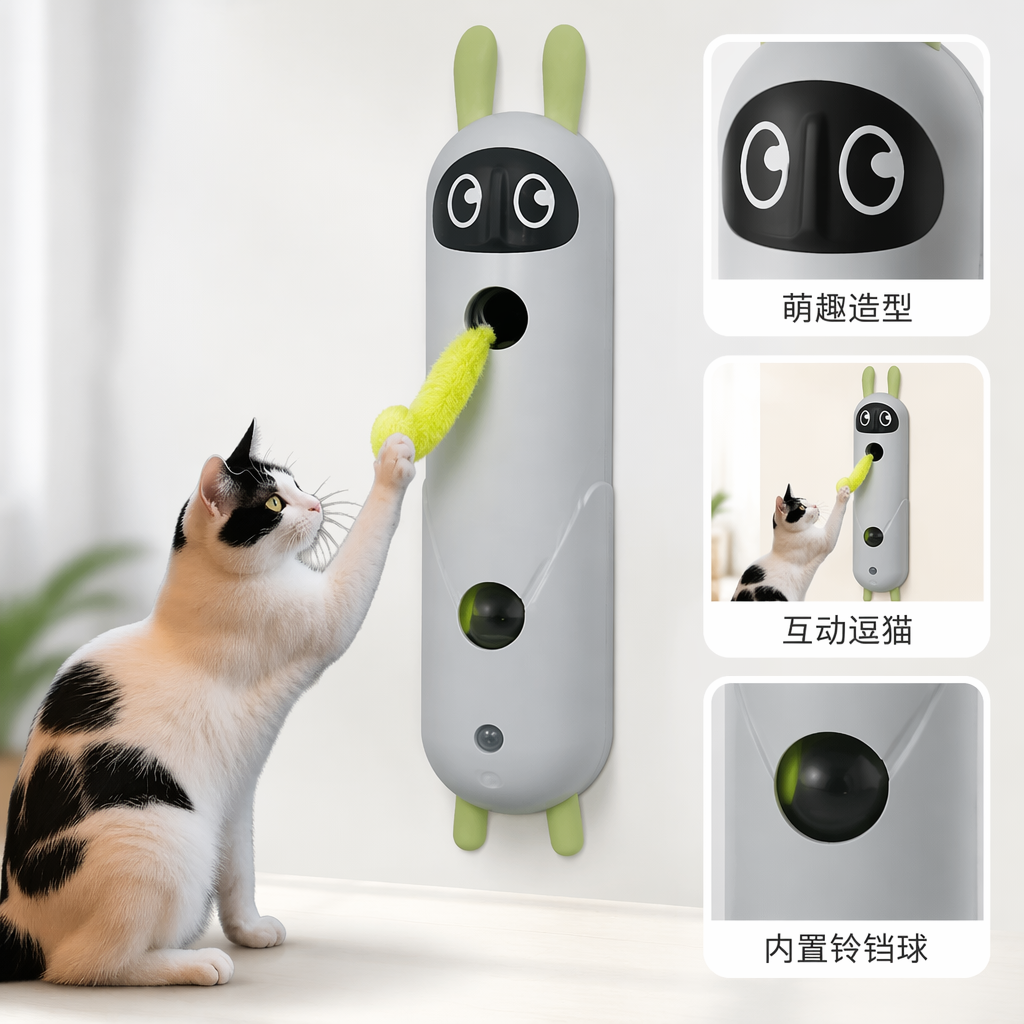 This automatic fun cat toy in the shape of a little white rabbit is specially designed for cats. It intelligently plays with cats, spins around and interacts without hurting their claws