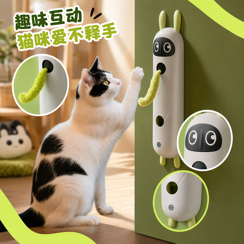 This automatic fun cat toy in the shape of a little white rabbit is specially designed for cats. It intelligently plays with cats, spins around and interacts without hurting their claws Specification image