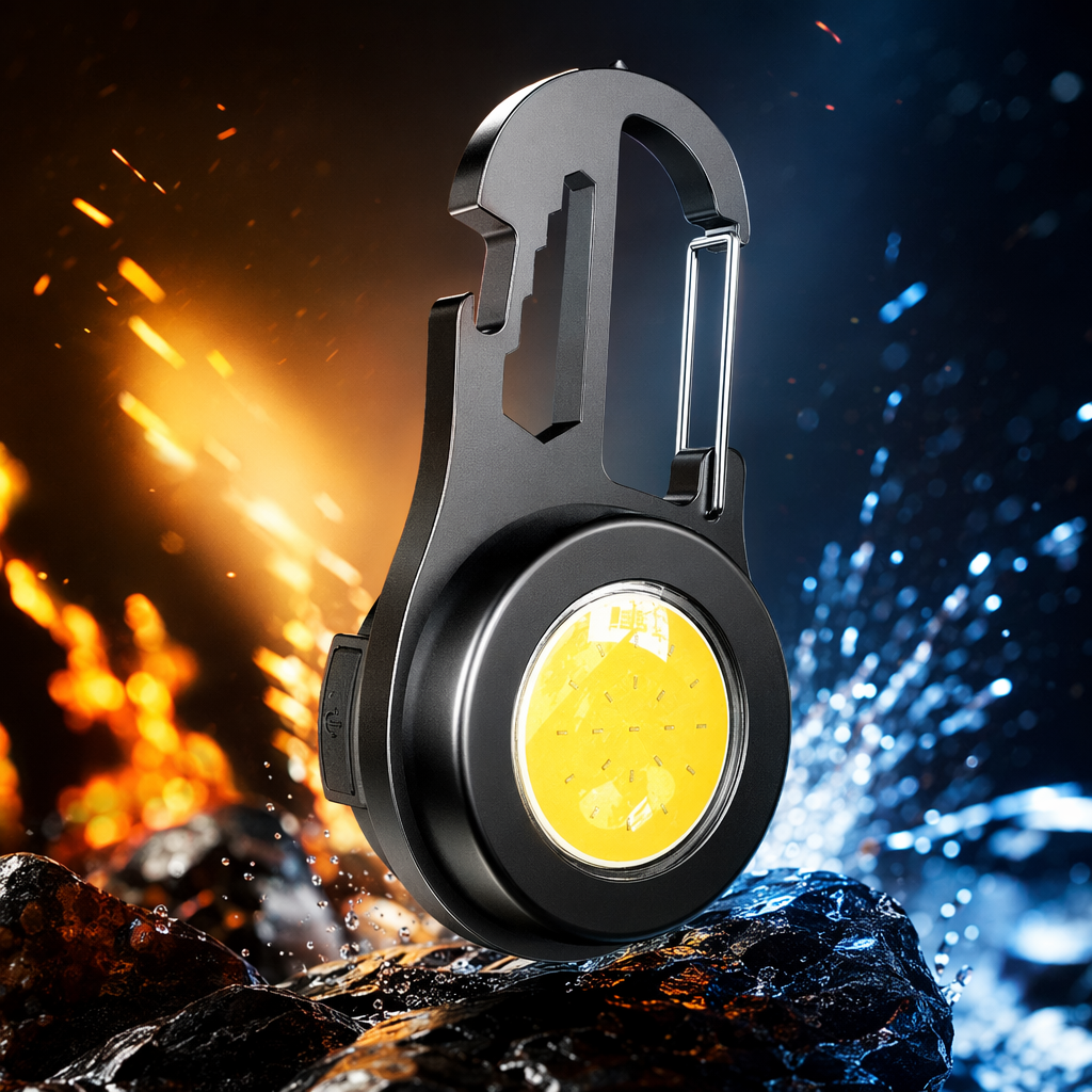 Black multi-functional keychain flashlight portable high-intensity USB charging mini lighting tool Specification image