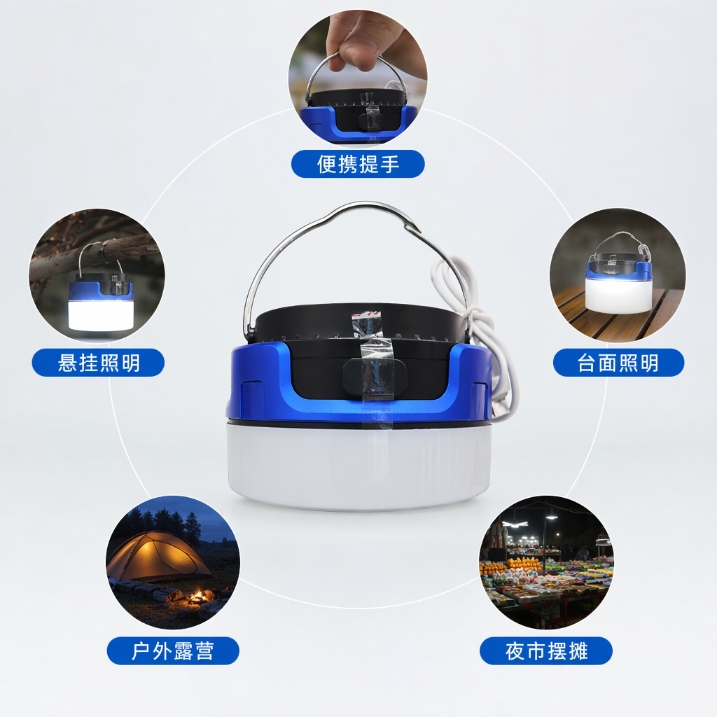 The blue and white hand-held device is a portable, multi-functional and practical tool