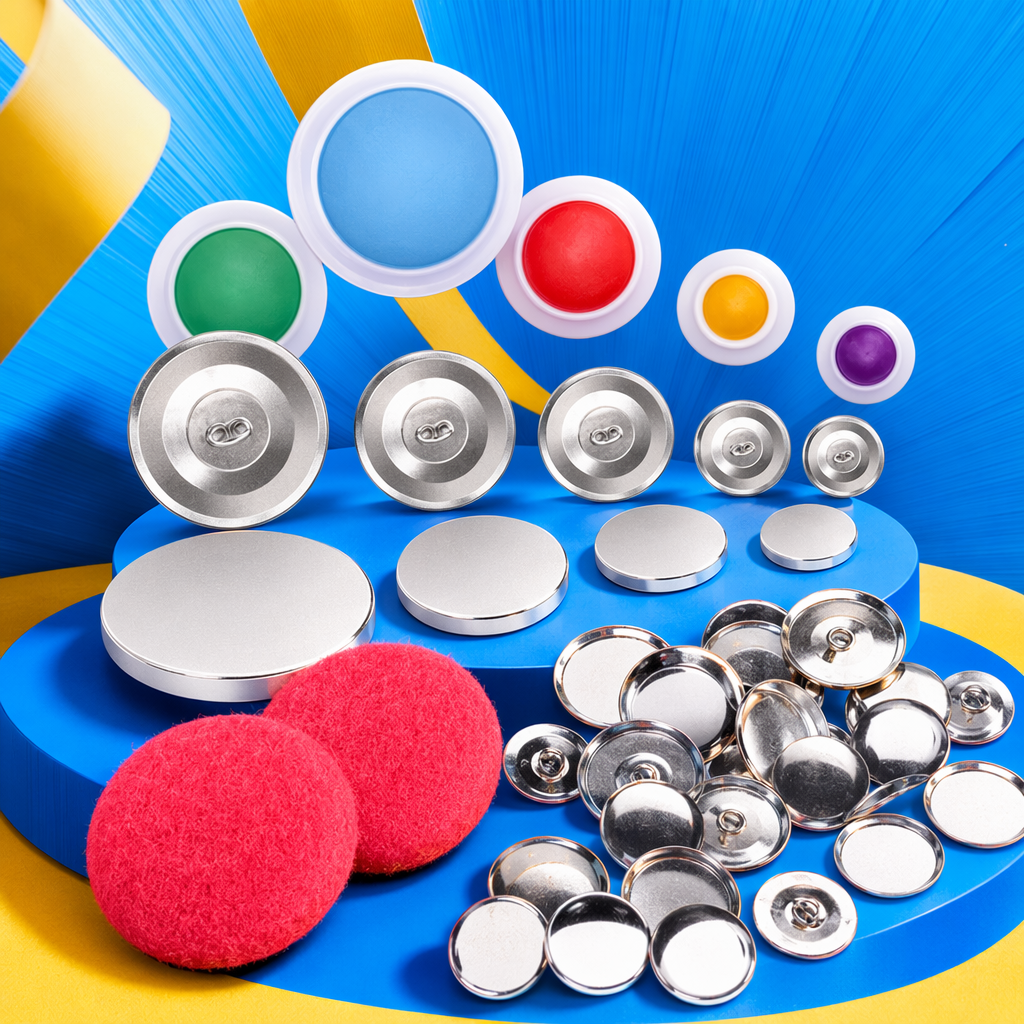 DIY handmade clothing accessories with colorful buttons and metal bases are available in multiple colors Specification image
