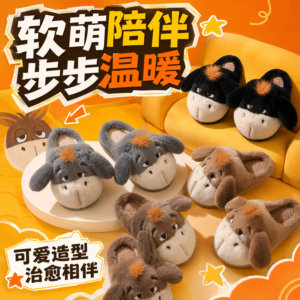 Plush cartoon donro estilo slippers Señora Casa caliente algodón slippers Specification image