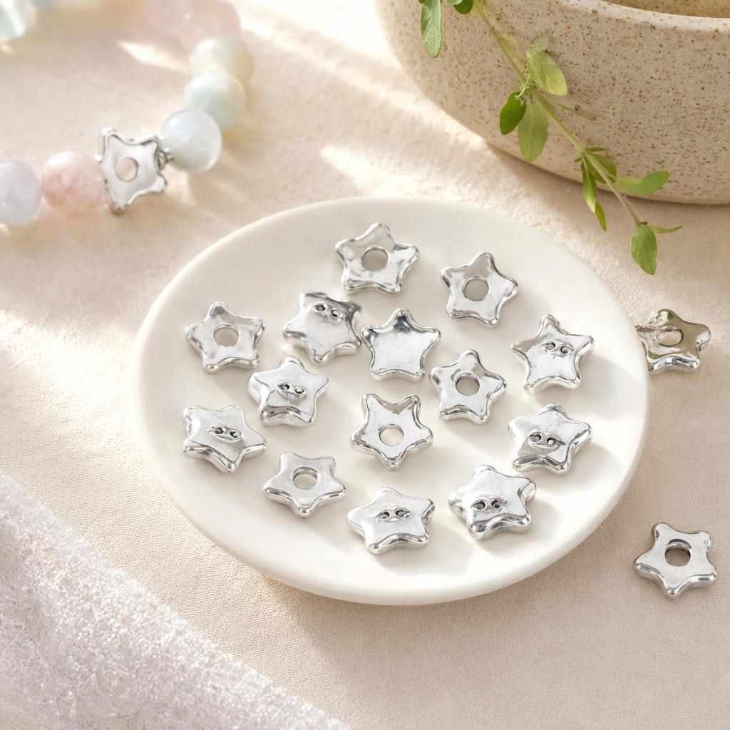 DIY handmade materials for silver five-pointed star-shaped metal bead jewelry accessories details Picture