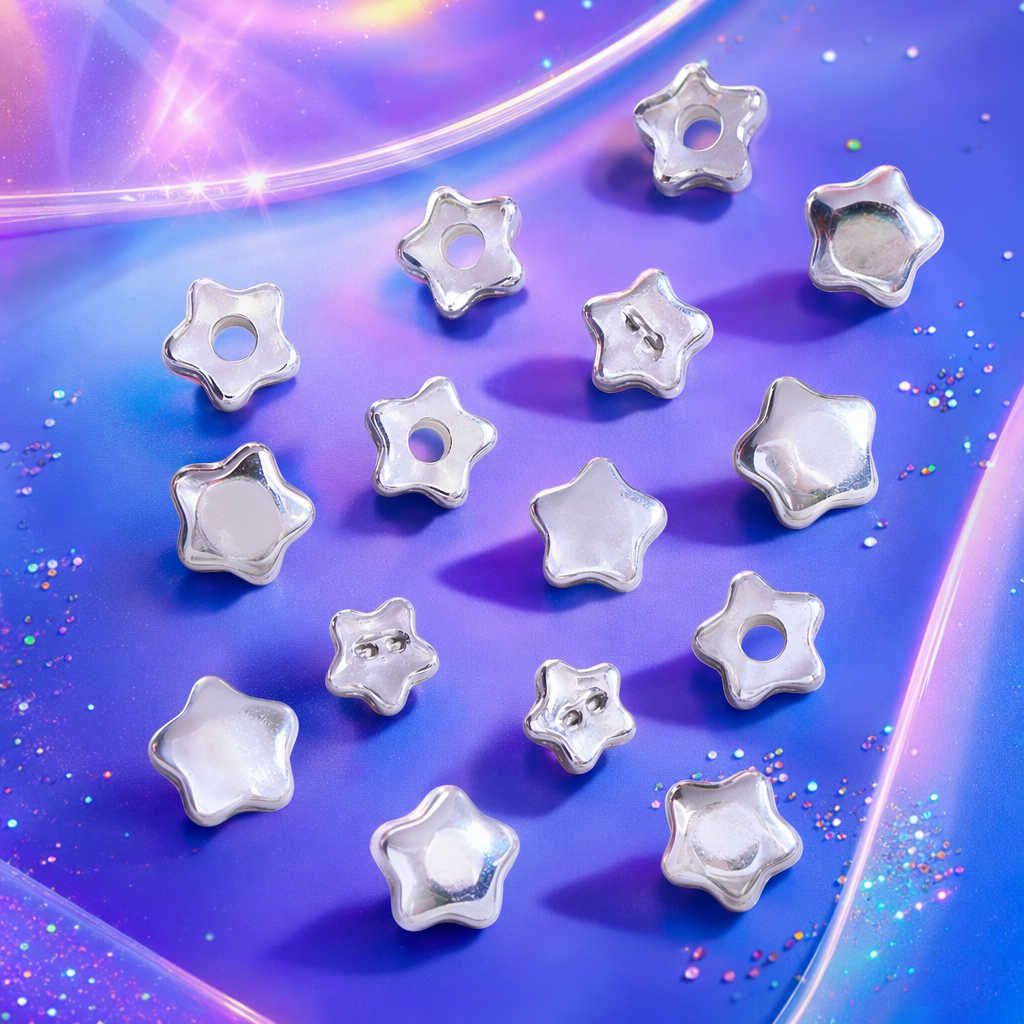 DIY handmade materials for silver five-pointed star-shaped metal bead jewelry accessories Specification image