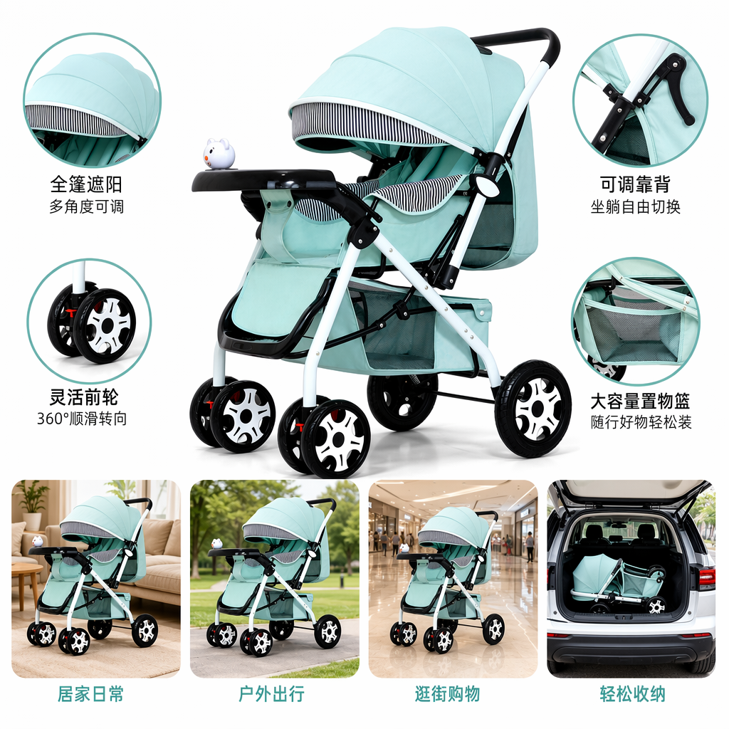 Baby strollers, mother and baby products, strollers, cribs, baby carriers, seats, multi-functional, lightweight and foldable Item Picture