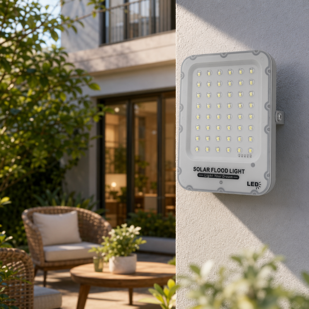 White solar floodlight, outdoor waterproof wide-angle lighting, 10W high-brightness, energy-saving, no wiring required details Picture