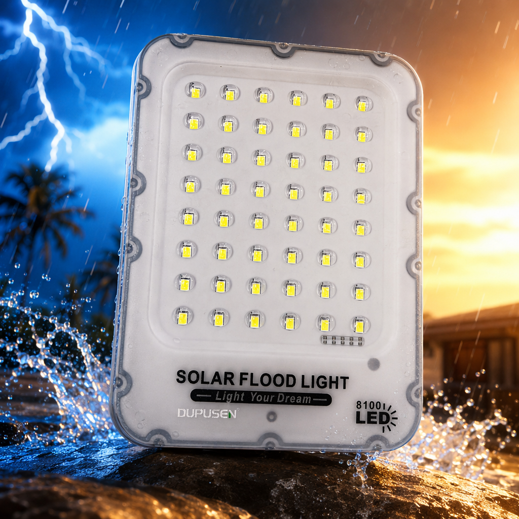 White solar floodlight, outdoor waterproof wide-angle lighting, 10W high-brightness, energy-saving, no wiring required Specification image