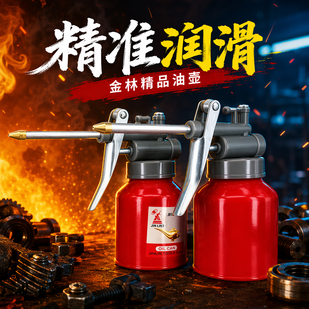 The red metal high-pressure oil can is a manual portable oiling tool with a pressure-resistant and leak-proof design Specification image