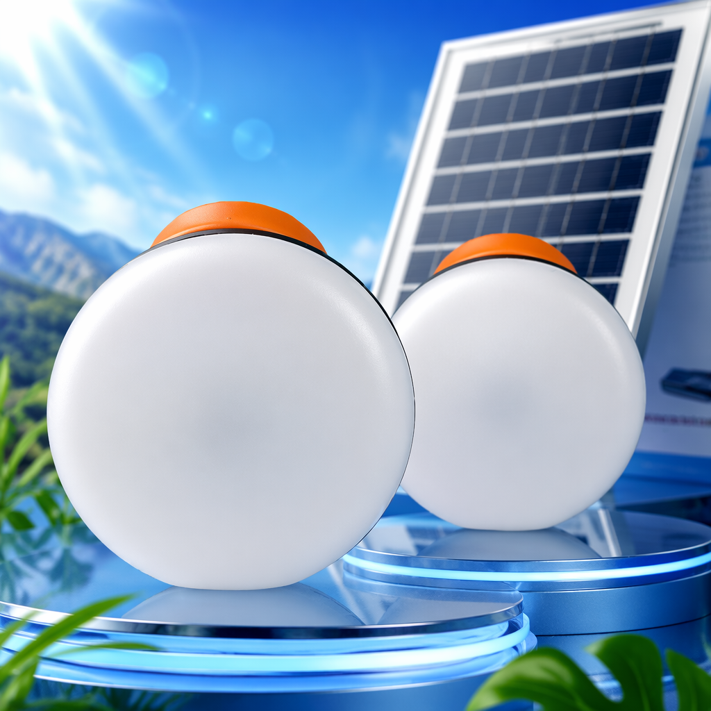 White circular solar lamp for outdoor courtyard decoration, waterproof rechargeable lighting Specification image