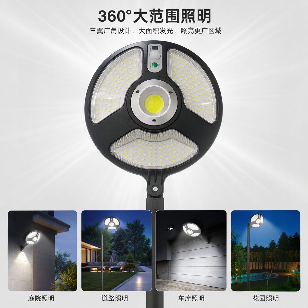 Black solar lamps, outdoor courtyard lighting, waterproof and energy-saving LED lamps