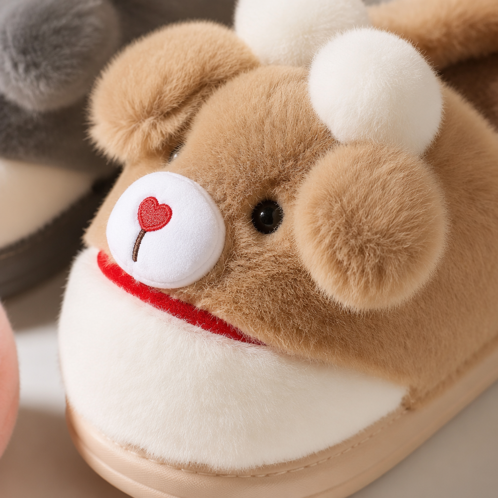 Colorful plush cartoon slippers for women, warm and cute for home use, soft soles and anti-slip Application Scenario