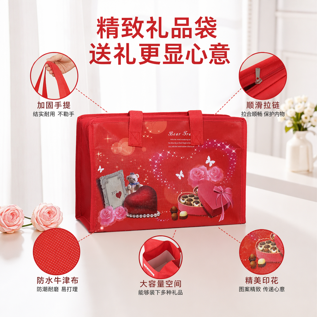 Extra-large laminated non-woven fabric handbag, fashionable and environmentally friendly packaging bag, non-woven fabric bag Item Picture