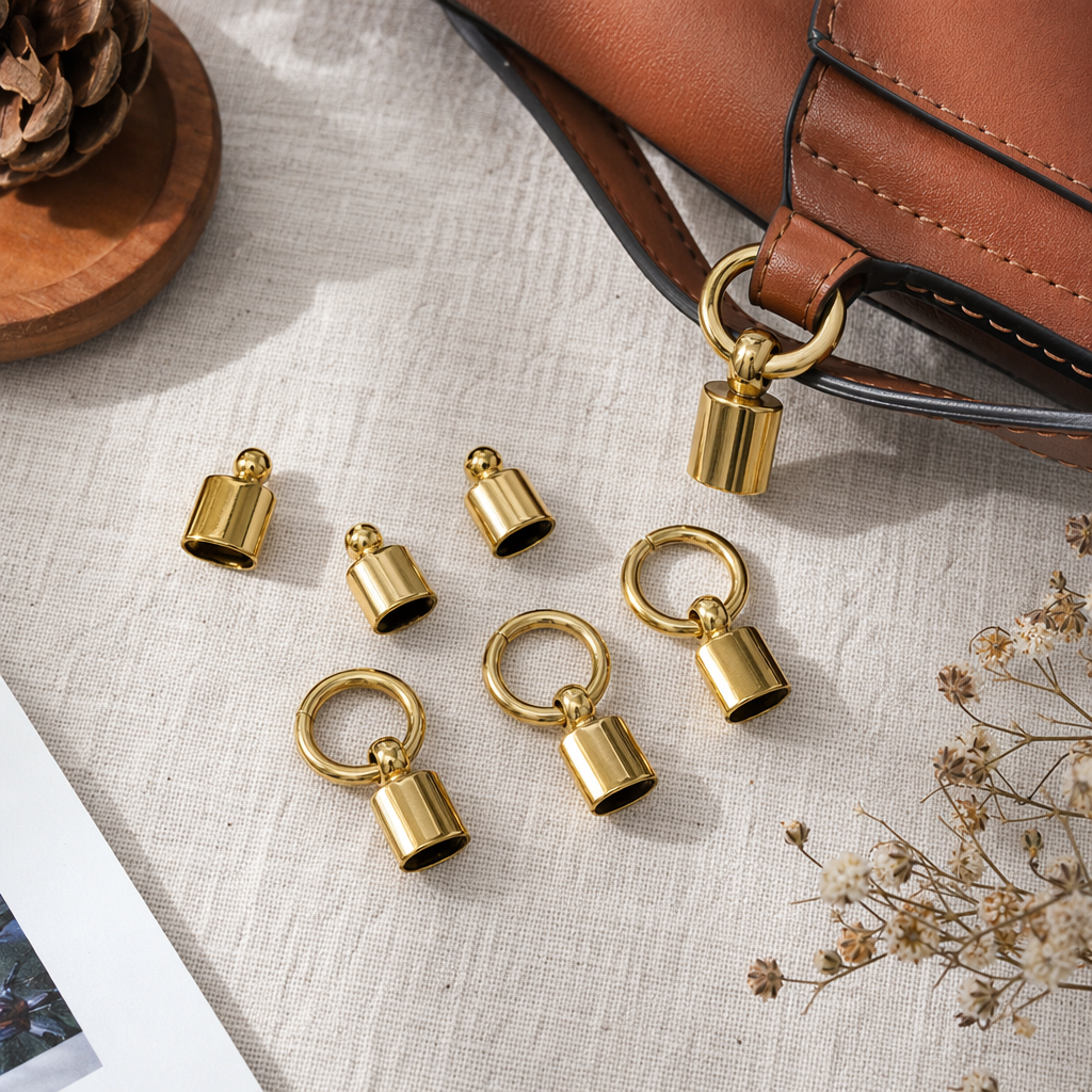 Golden metal keychain accessory, fashionable, simple and durable pendant, universal type details Picture