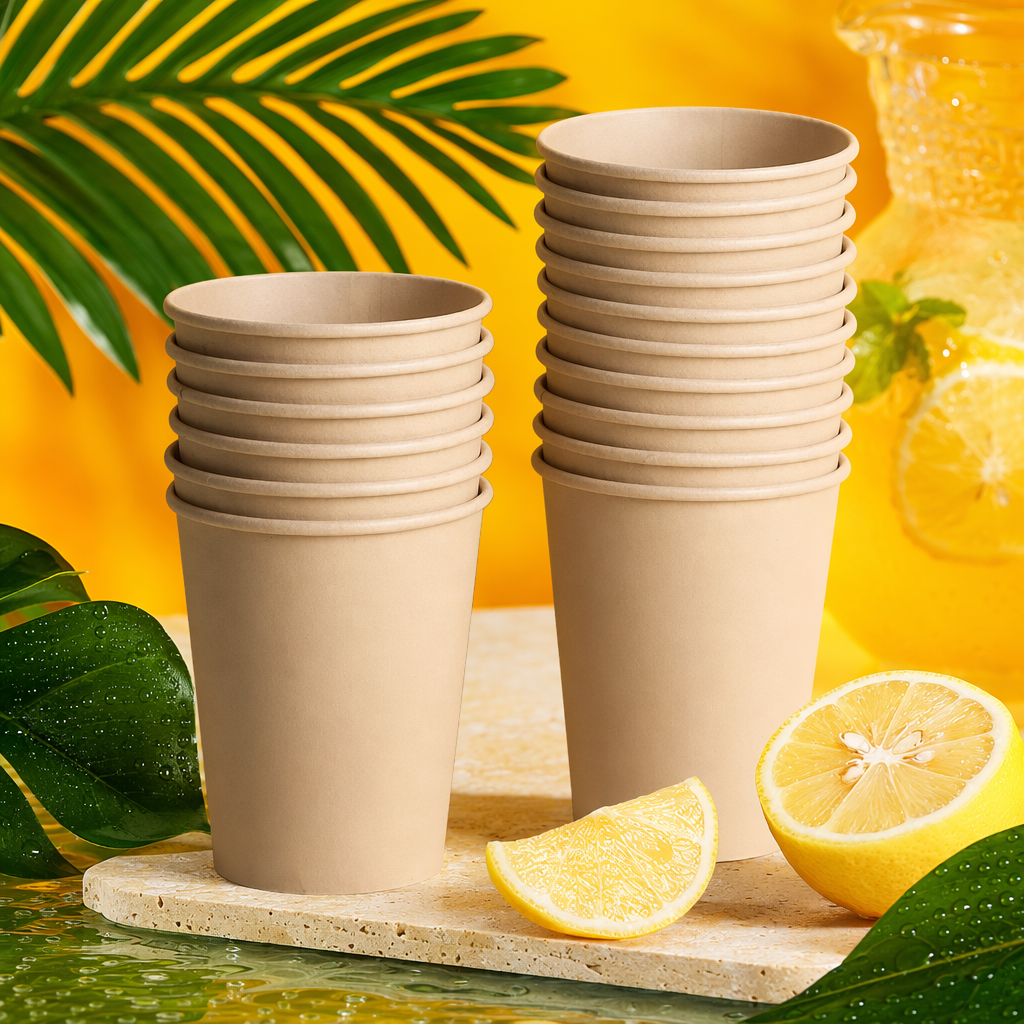 Tazas de papel desechables beige para el hogar oficina té de leche taza de café 200ml Specification image
