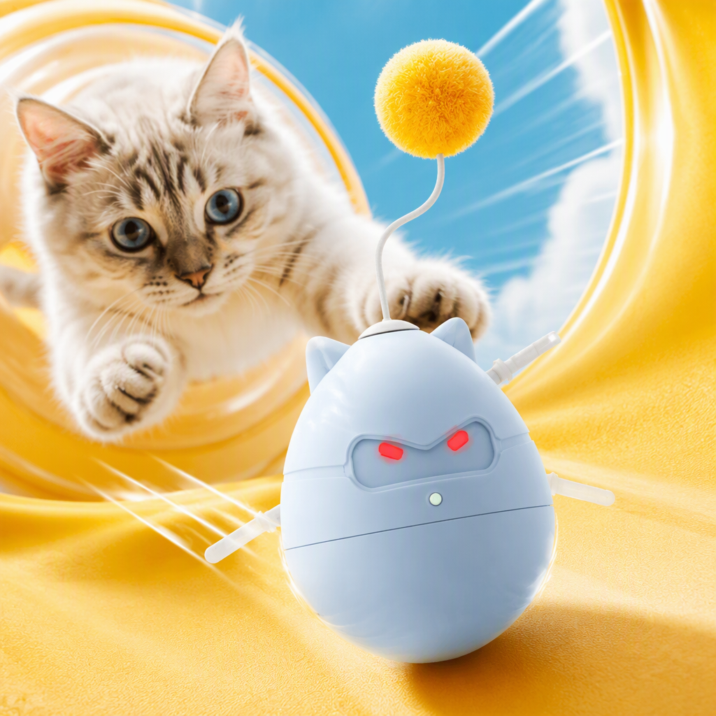 Blue, black, white and pink four-color ninja-shaped untoppling doll cat toy with laser, electric and intelligent features Specification image
