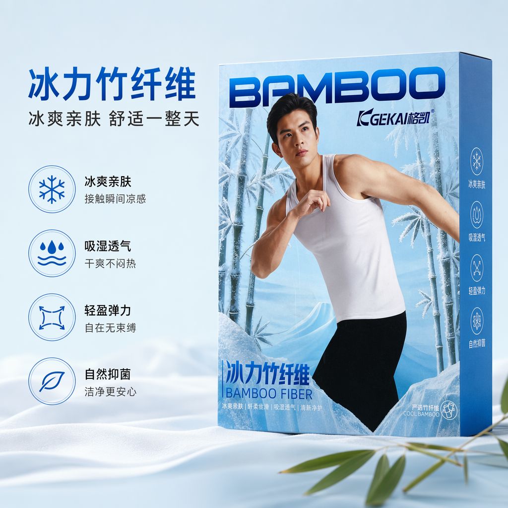 GEKAI格凯冰力十竹竹纤维男士牙膏蓝色包装盒冰霜竹林背景