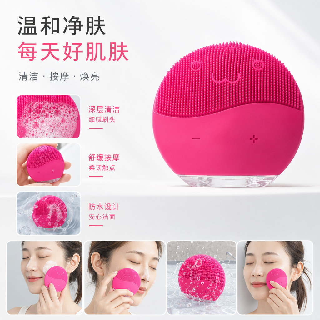 家用电器个护电器洁面仪深层清洁面部按摩仪白底实物图