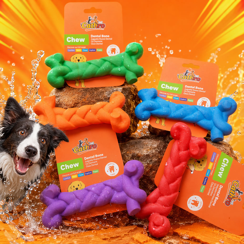 Colorful bone-shaped pet toys, durable teething interactive dog and cat toys Specification image
