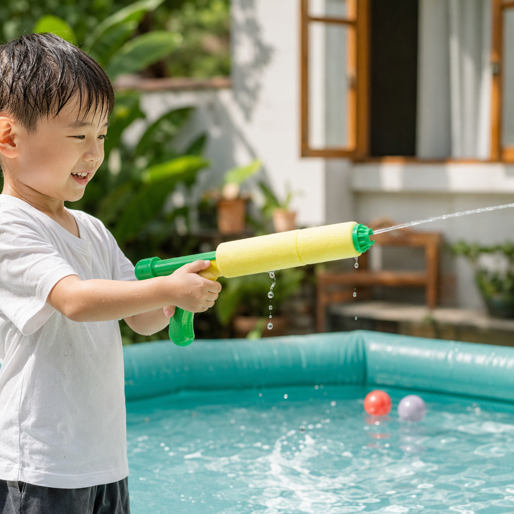 Green foam water gun, children's toy, outdoor water play spray gun details Picture