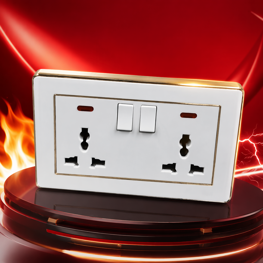 L50 blanco con bisel de oro díptico 13A multifuncional pared zócalo interruptor panel para el hogar oficina general comercio exterior especial details Picture