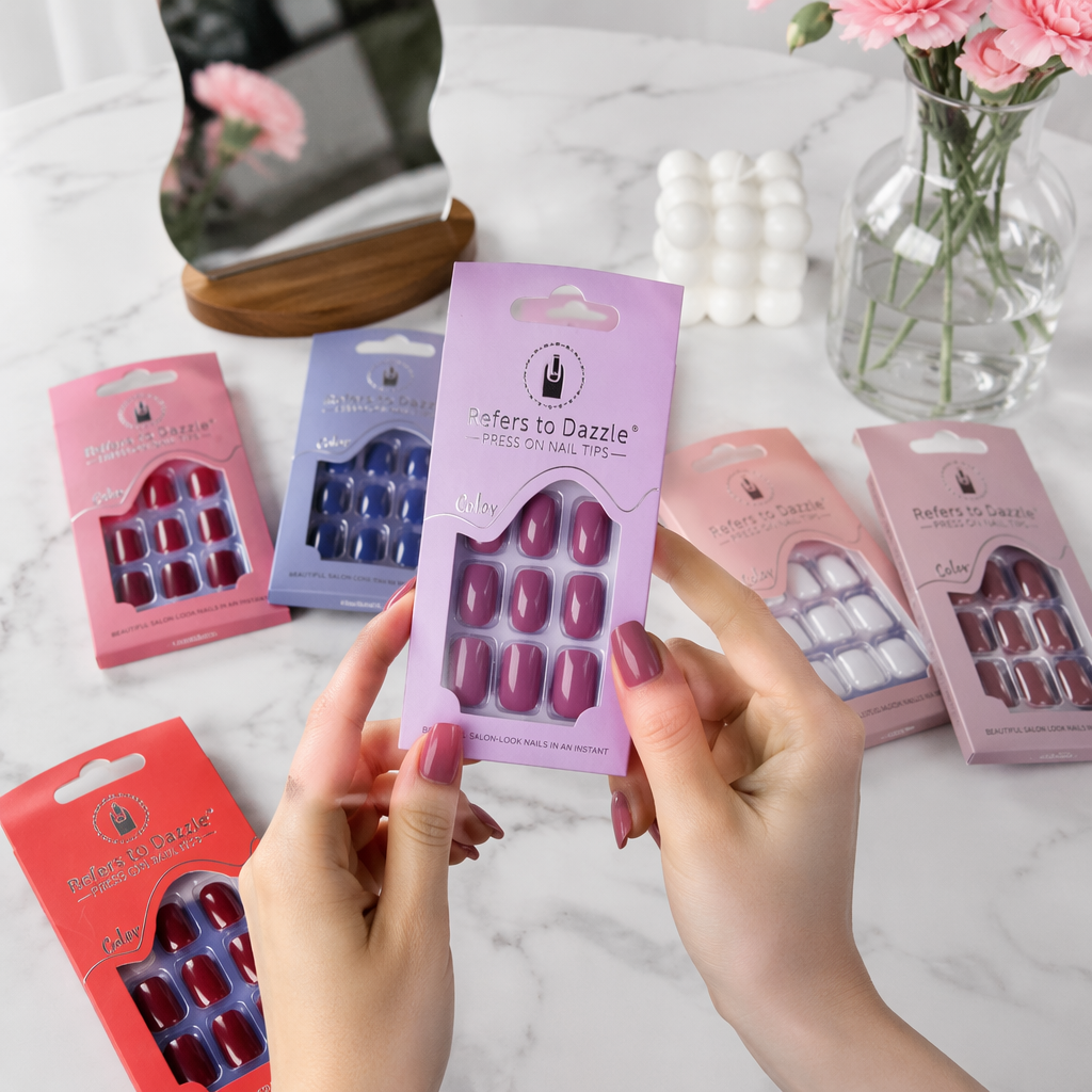 Colorful fake nail set, fashionable nail patches, DIY nail decoration tool kit details Picture