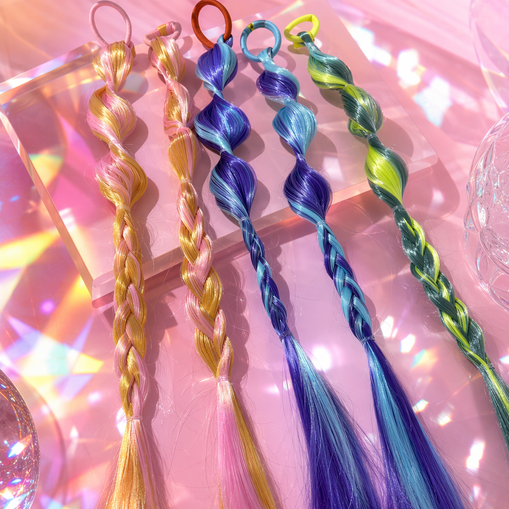 The colorful woven wig with braids simulates the natural drape of hair strands and can be adjusted for tightness Specification image