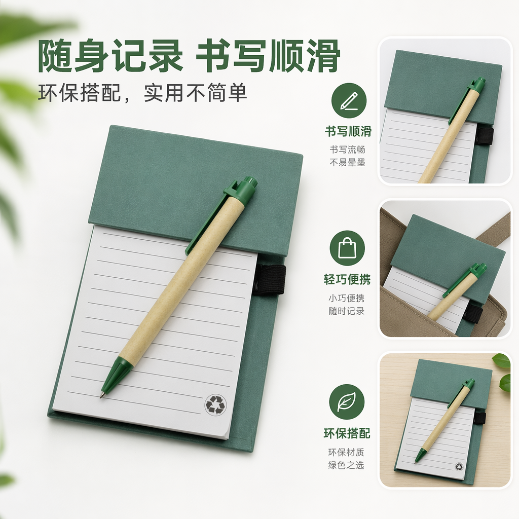 绿色封面米色笔记事本简约手账本A5尺寸