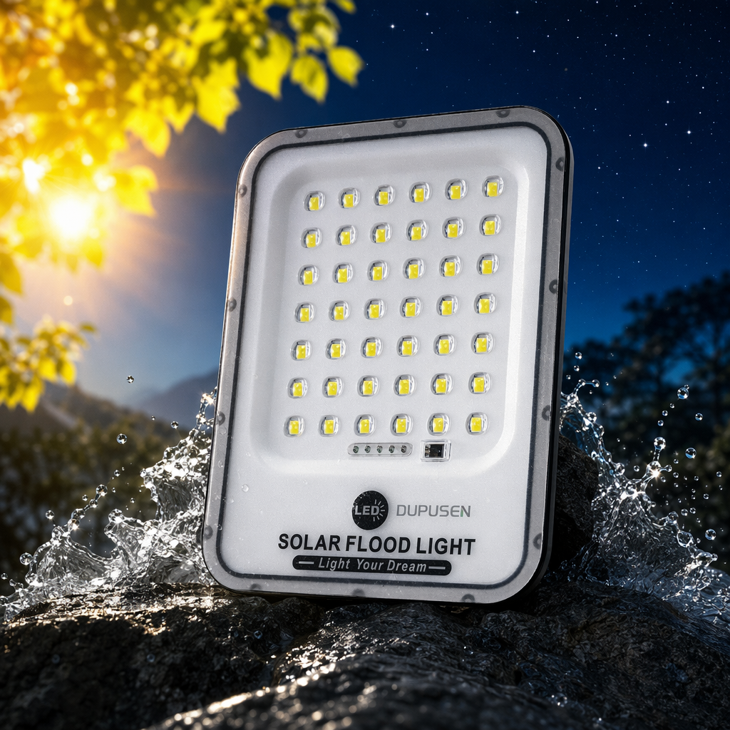 Grey LED solar floodlight, outdoor waterproof lighting, courtyard lawn light Specification image