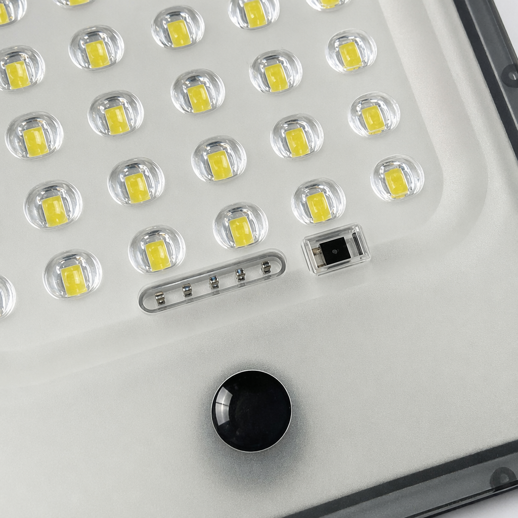 Grey LED solar floodlight, outdoor waterproof lighting, courtyard lawn light Application Scenario