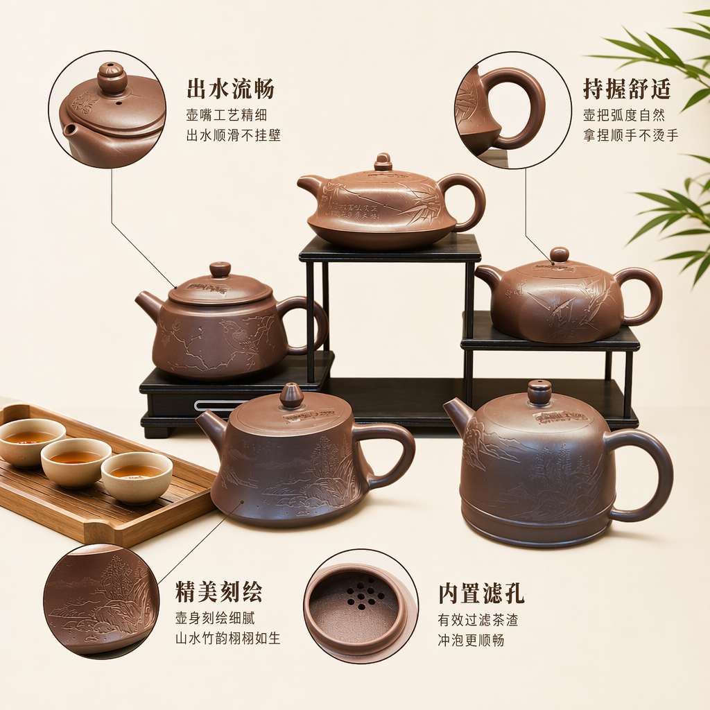 Yixing purple clay teapots are handcrafted from raw mineral clay and are excellent gifts