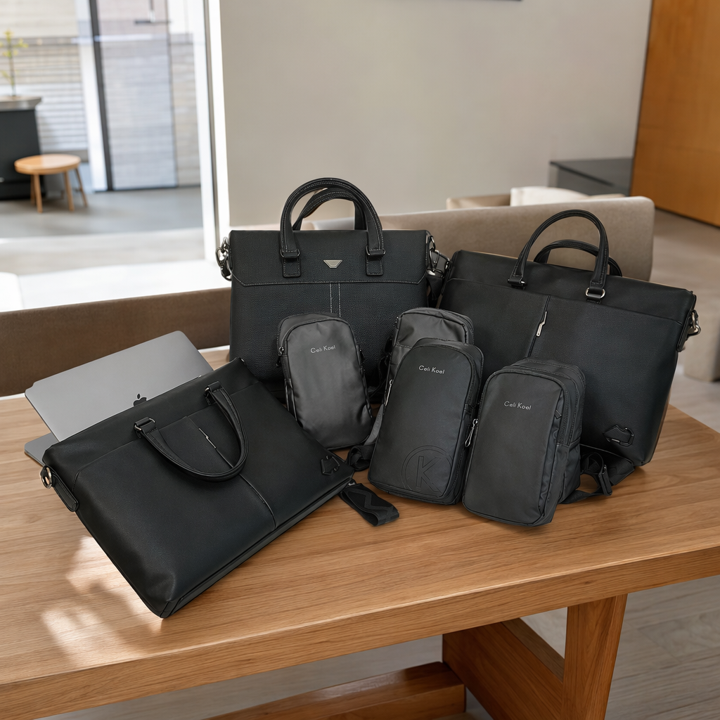 This black and grey business bag combination is suitable for both men and women. It is a versatile hand bag that can be carried diagonally over the shoulder details Picture