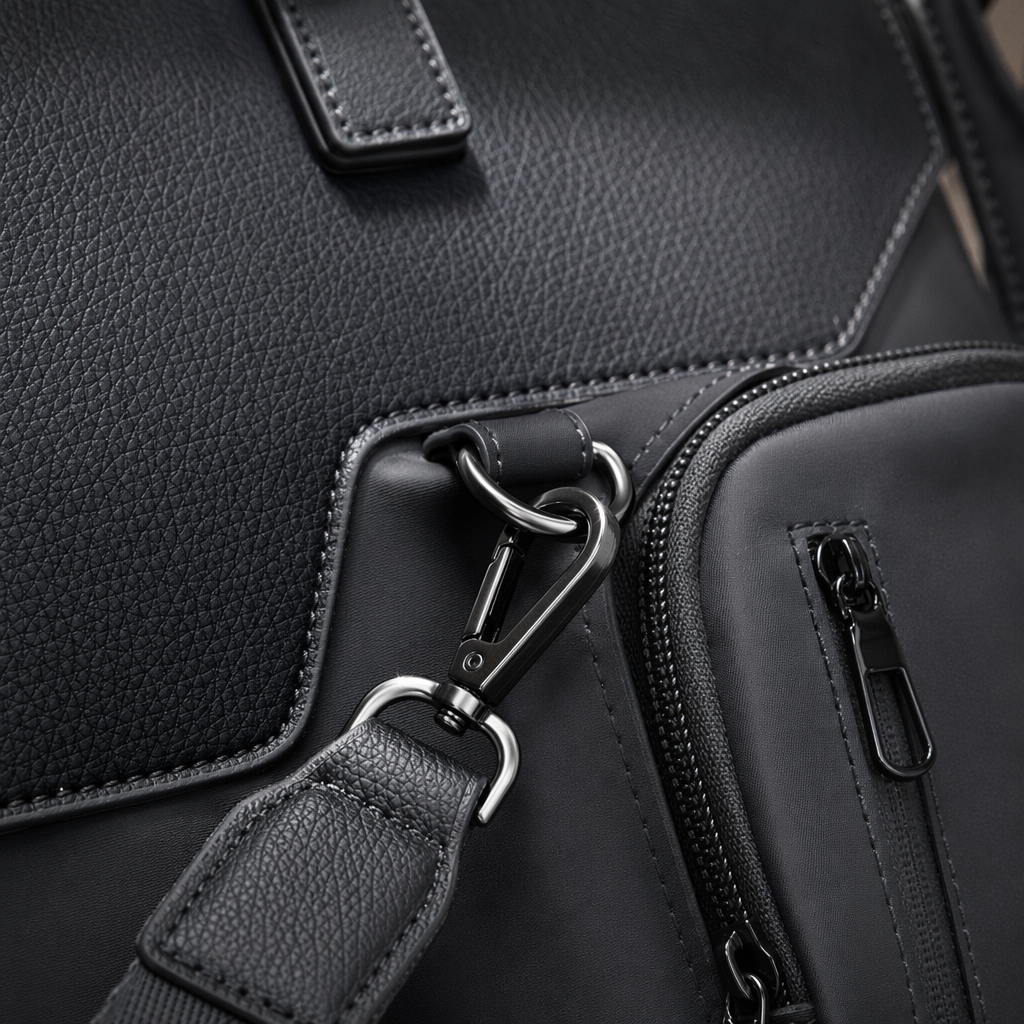 This black and grey business bag combination is suitable for both men and women. It is a versatile hand bag that can be carried diagonally over the shoulder Application Scenario