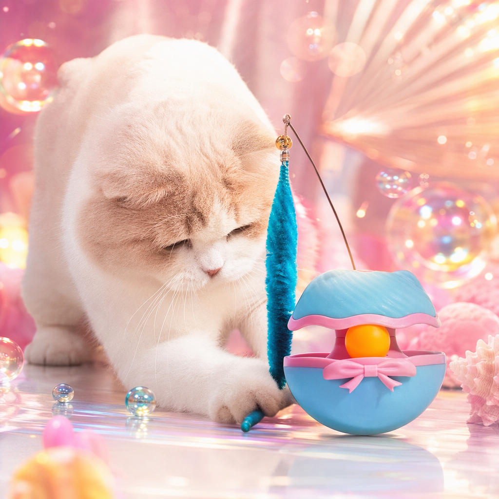 Blue and pink cat-specific automatic cat playball, untoppleable doll, intelligent rolling interactive pet toy Specification image
