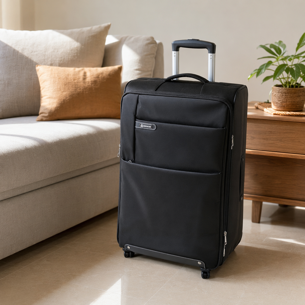 Black lightweight swivel wheel suitcase, 20-inch PC material wear-resistant and silent travel case details Picture