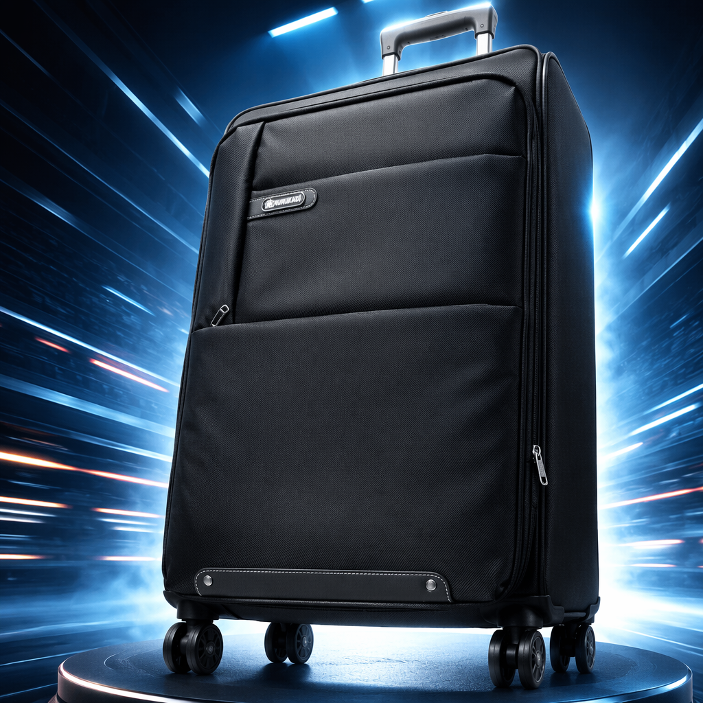 Black lightweight swivel wheel suitcase, 20-inch PC material wear-resistant and silent travel case Specification image