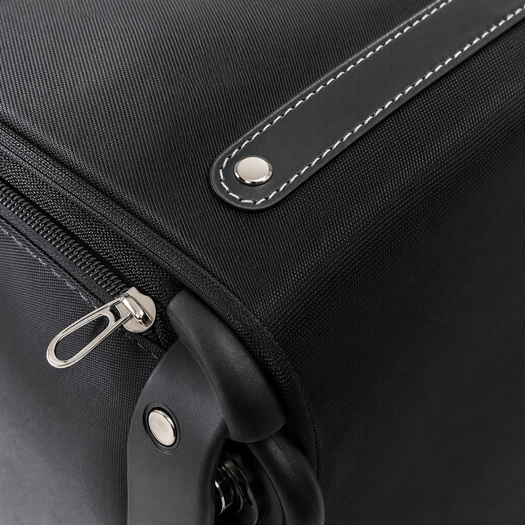 Black lightweight swivel wheel suitcase, 20-inch PC material wear-resistant and silent travel case Application Scenario