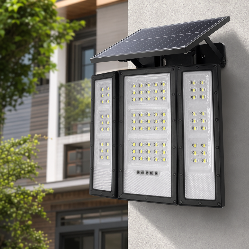 Grey solar floodlight, outdoor waterproof lighting, courtyard lawn light, rechargeable without wiring details Picture
