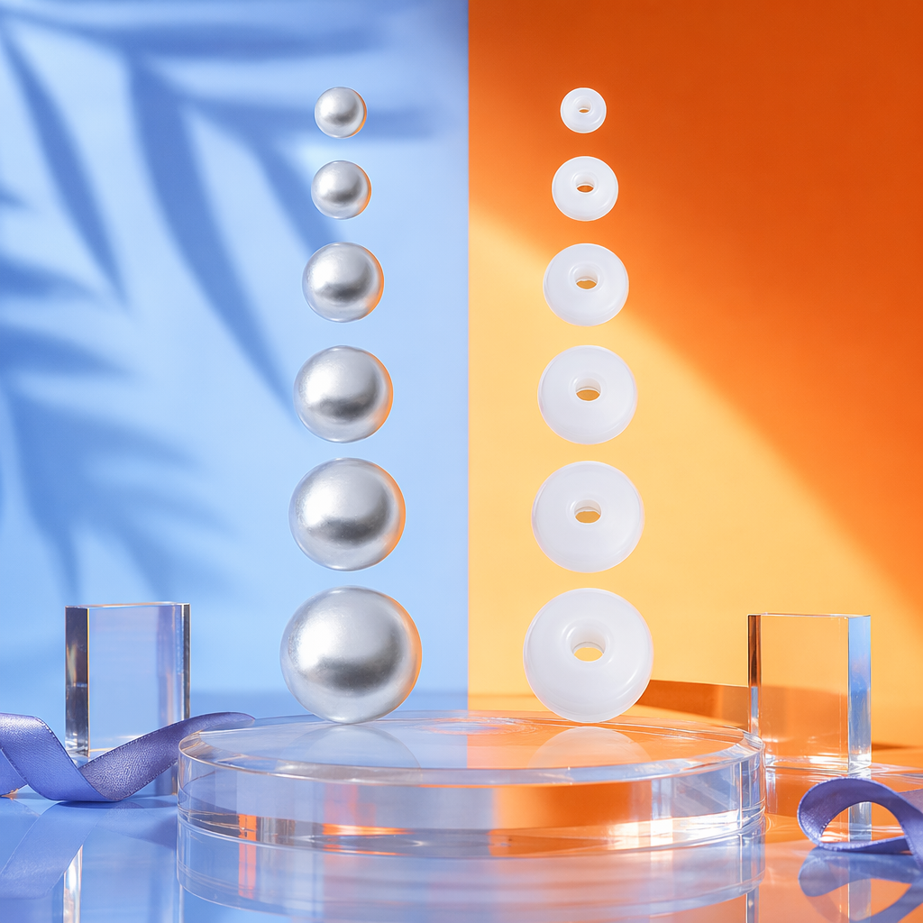 كروية معدنية فضية مع حاشية بلاستيكية بيضاء Specification image