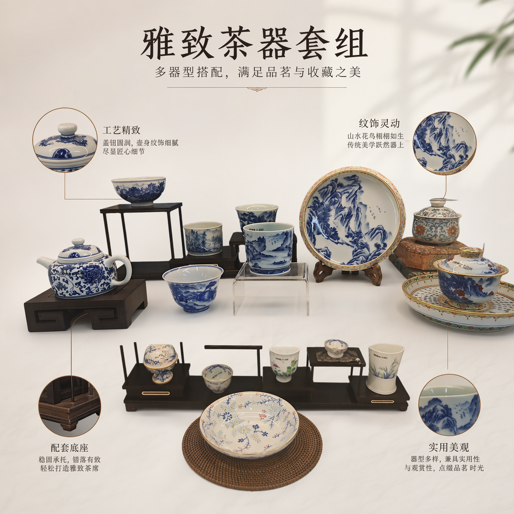 青花瓷茶具套装 陶瓷功夫茶具礼盒装 家用办公茶道配件
