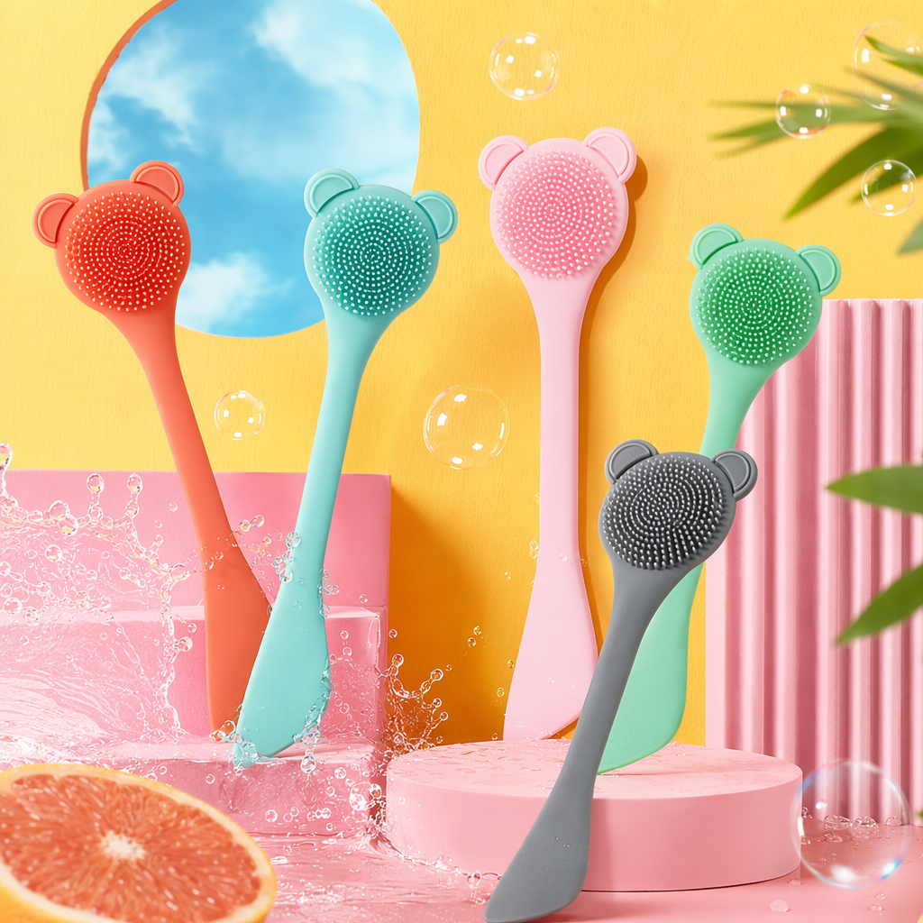 Silicone facial cleanser, beauty egg powder puff two-in-one facial brush details Picture
